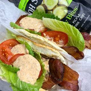 2 BLT-RANCH WRAPS with Oh Snap Pickle Chips