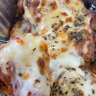 Chicken Parm w Zucchini Pasta (egg free/has dairy)