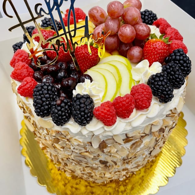 Triple Layer Fresh Fruit Cake.